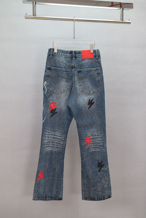Acne Studios Lightning Embellished Flare Denim Jeans