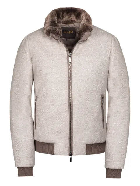 Moorer Bellati-Lp fur collar zip-up jacket