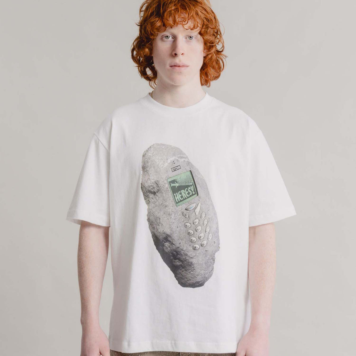 Heresy Stone Phone Tee: Ecru