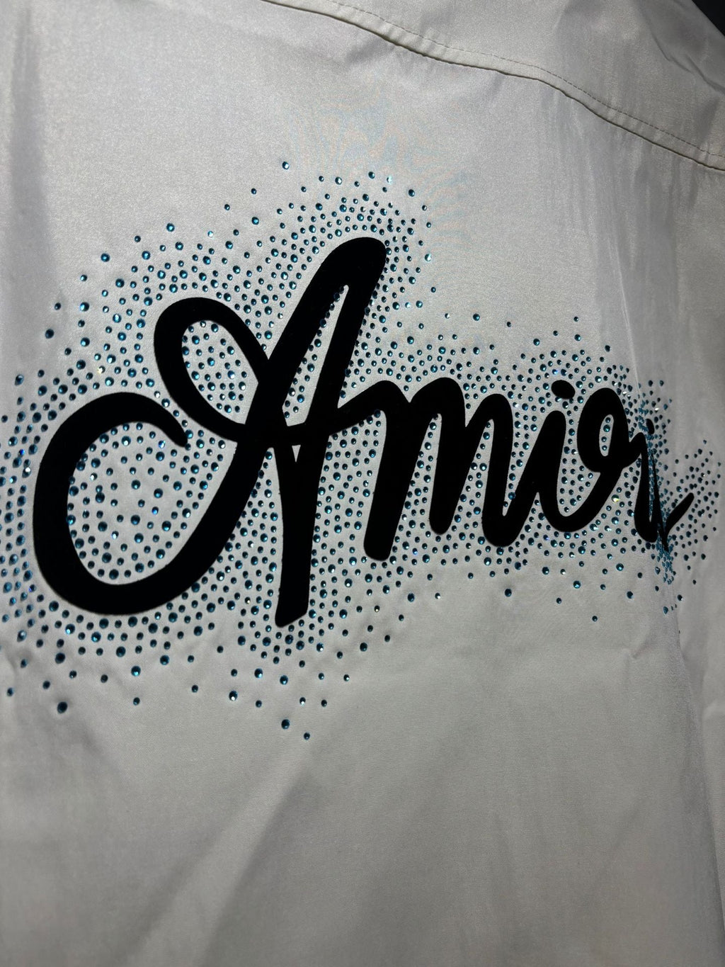Amiri Rhinestone Letter Double-Zip Nylon Short Sleeve Shirt Unisex