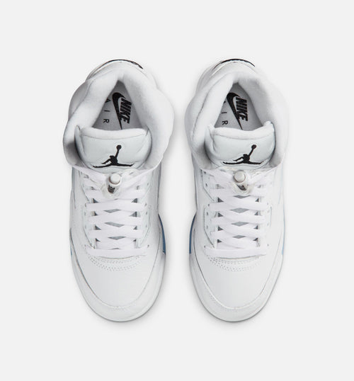 Air Jordan 5 Retro OG White Metallic Grade School Lifestyle Shoes | White / Black / Metallic Silver