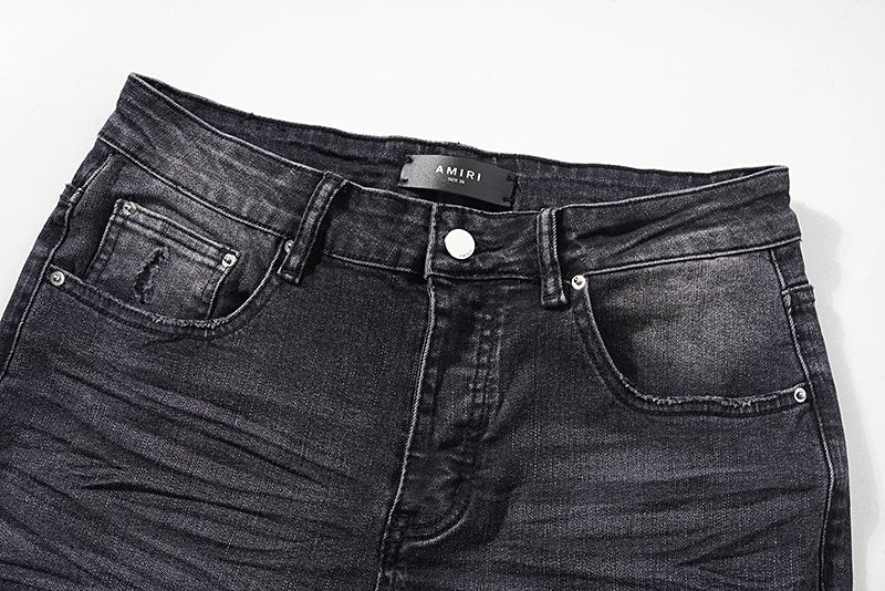 AMIRI Distressed Washed Black Graphic Jeans