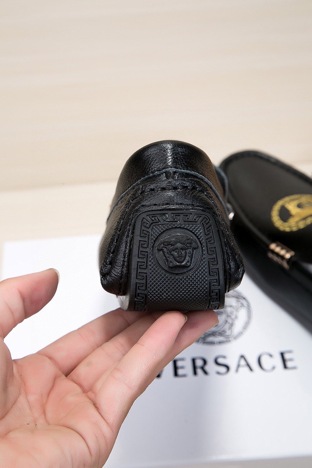 Versace Black Gold Medallion Loafers