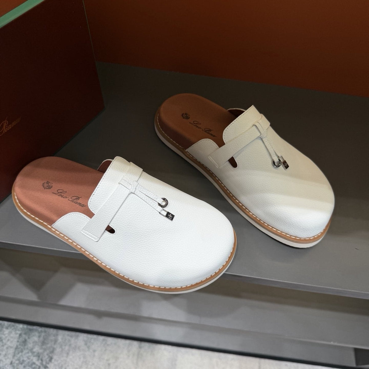 Textured Loafer Mule Shoes