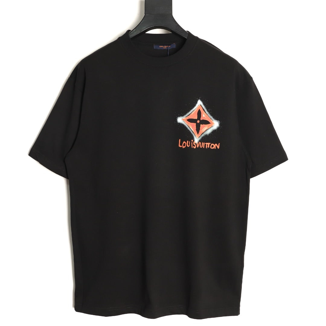 Louis Vuitton Four-Petal Motif and Lettering T-Shirt - Black